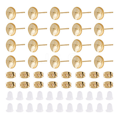 50Pcs Brass Earring Settings KK-TA0008-38A-1