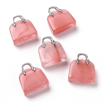 Watermelon Stone Glass Brass Pendants KK-E274-01P-010-1