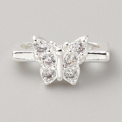 Brass Pave Clear Cubic Zirconia Connector Charms KK-WH0081-22C-S-1