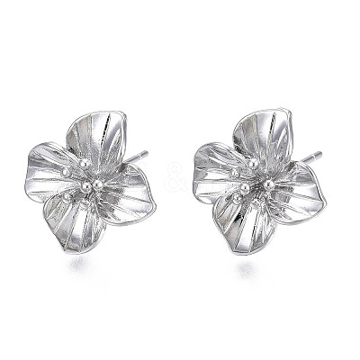 Brass Stud Earring Findings X-KK-N232-337A-01P-1