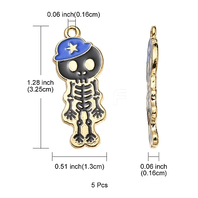 5Pcs Alloy Enamel Pendants ENAM-YW0001-49C-1