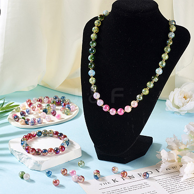 190Pcs 19 Colors Electroplate Transparent Crackle Glass Beads GLAA-TA0002-18-1