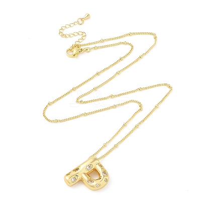 Brass Micro Pave Clear Cubic Zirconia Pendant Necklaces NJEW-Z038-01G-P-1