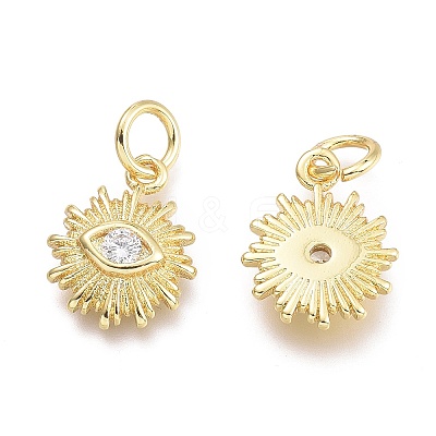 Brass Micro Pave Cubic Zirconia Pendants KK-P187-16B-G-1