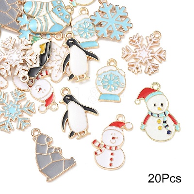 20Pcs 10 Styles Christmas Style Alloy Enamel Pendants ENAM-YW0005-30-1