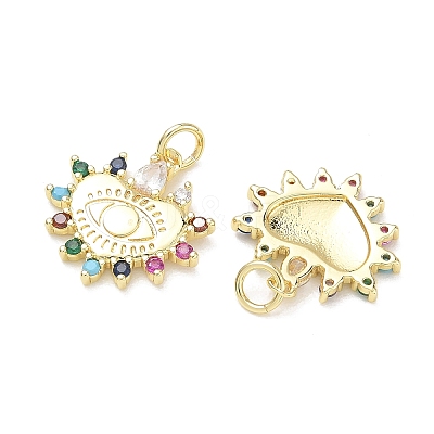 Brass Micro Pave Colorful Cubic Zirconia Pendants KK-K428-07G-1