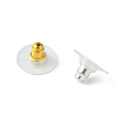100Pcs 2 Colors Brass Clutch Earring Backs with Pad KK-FS0001-14-1