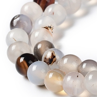 Natural Dendritic Agate Beads Strands G-D845-04-6mm-1