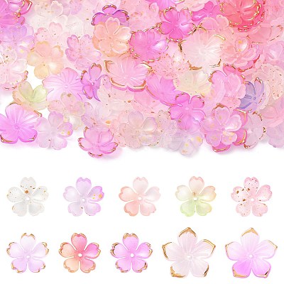 200Pcs 10 Styles Mixed Styles Acrylic Bead Caps OACR-FS0002-51B-1
