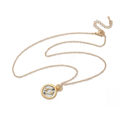 Brass Twelve Constellations Tarot Pendant Necklaces NJEW-Q006-01B-G-1