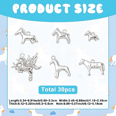 30Pcs 6 Styles Alloy Pendants FIND-YW0012-69-1