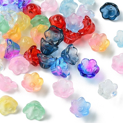10 Colors Glass Bead Caps GLAA-YW0003-75-1