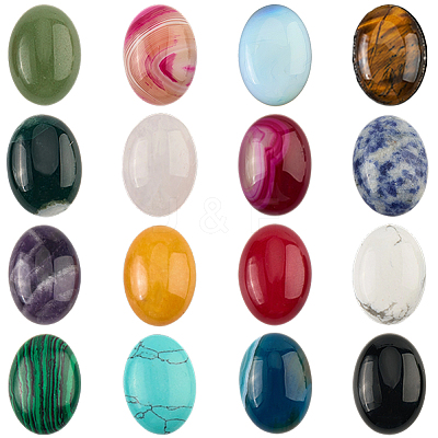 32Pcs 16 Styles Natural & Synthetic Mixed Gemstone Cabochons G-SP0001-39-1