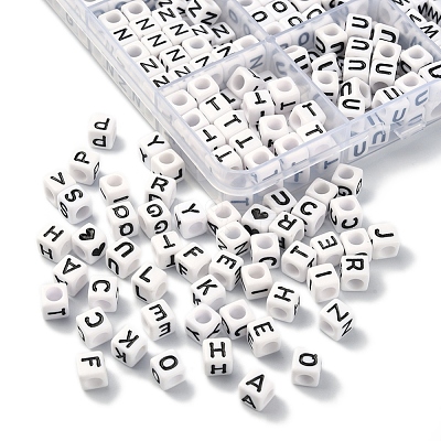 Opaque Acrylic Horizontal Hole Letter Beads SACR-YW0001-44-1