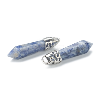 Bullet Natural Blue Spot Jasper Pointed Pendants G-E332-C36-1