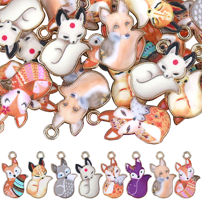 48Pcs 8 Styles Painted Alloy Pendants FIND-SC0010-26-1