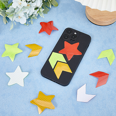 30Pcs 6 Styles Star & Arrow Waterproof PET Warning Stickers STIC-GF0001-20-1