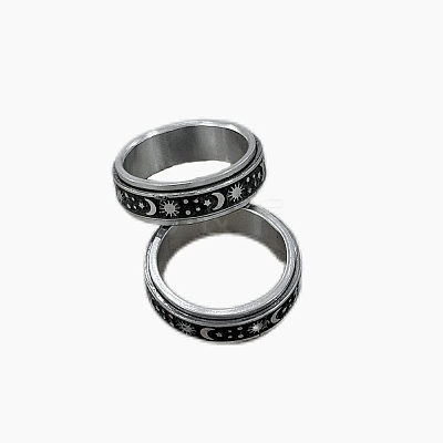 201 Stainless Steel Rotating Fidget Band Ring MATO-PW0001-059E-05-1