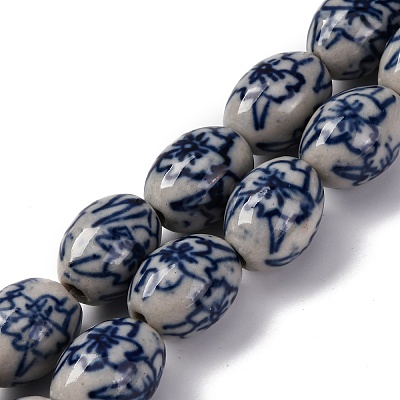 Handmade Blue and White Porcelain Beads PORC-I027-16C-1
