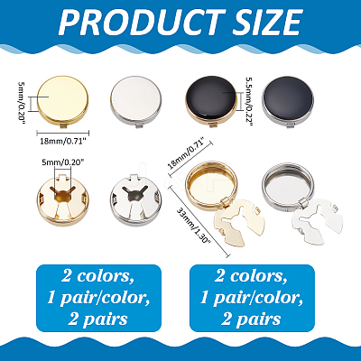 4 Pairs 4 Styles Brass Cufflinks BUTT-ME0001-04-1