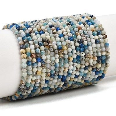 Natural Blue Azurite in Calcite Beads Strands X-G-P618-3mm-01-1