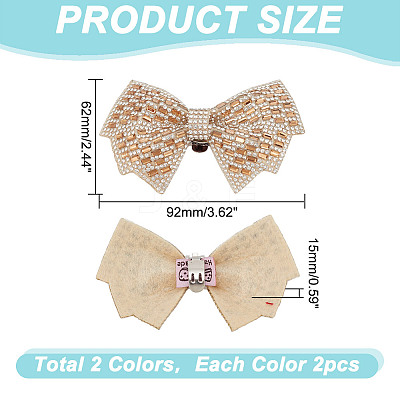 4Pcs 2 Colors Rhinestone Bowknot Shoe Decoration AJEW-HY0001-78-1
