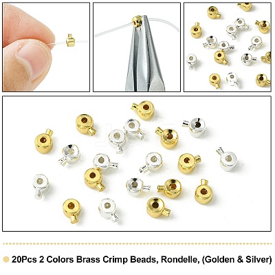 20Pcs 2 Colors Brass Crimp Beads KK-CJ0001-92-1