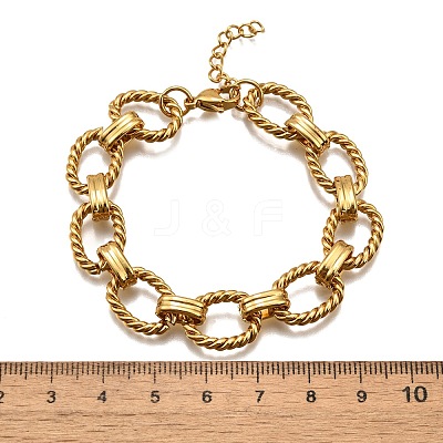 304 Stainless Steel Oval Link Chain Bracelets for Women BJEW-R021-09G-1