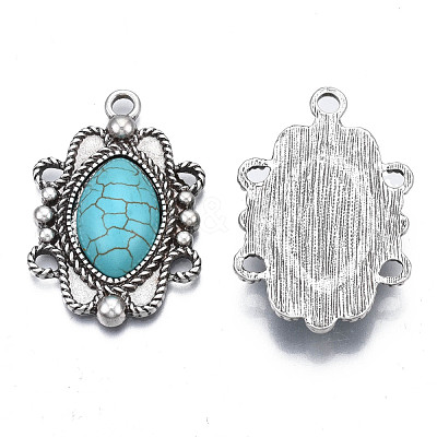 Synthetic Turquoise Pendants Settings for Enamel PALLOY-N157-031-1