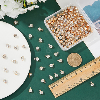 200Pcs Brass & Glass Pendants FIND-FH0011-98A-1