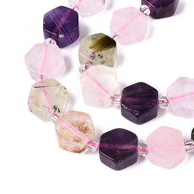 3 Styles Natural Rose Quartz & Prehnite & Amethyst Beads Strands G-P534-A25-02-1