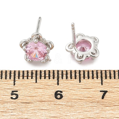 925 Sterling Silver Cubic Zirconia Stud Earrings EJEW-V019-02P-1