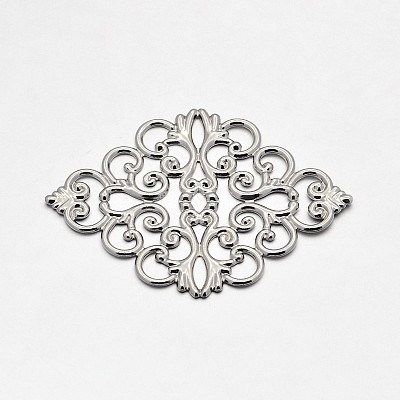 Brass Rhombus Filigree Findings X-KK-L056-02P-1