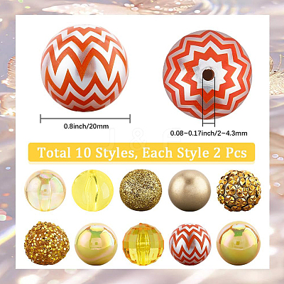 20Pcs 10 Styles Acrylic & Resin Beads Sets DIY-PA0001-02D-1