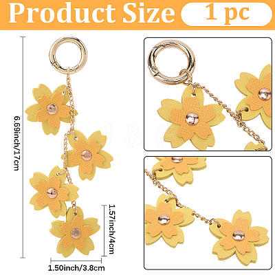 1Pc PU Leather Flower Pendant Decorations HJEW-CL0001-25-1