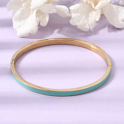 304 Stainless Steel Enamel Hinged Cuff Bangles for Women SA-CBAC920-15G-01B-1
