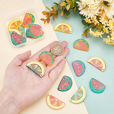 16Pcs 8 Style Translucent Acrylic Pendants TACR-PH0001-26-1
