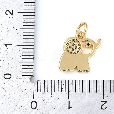 Elephant Rack Plating Brass Micro Pave Cubic Zirconia Charms KK-P287-03G-1
