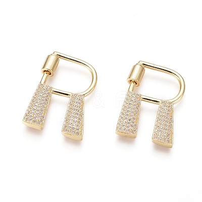 Brass Micro Pave Cubic Zirconia Screw Carabiner Lock Charms KK-I033-01G-R-1