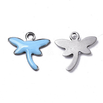 201 Stainless Steel Enamel Charms STAS-N088-19G-1