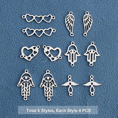 24Pcs 6 Style 201 Stainless Steel Links Connectors STAS-FH0001-49-1