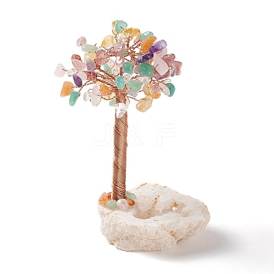 Natural Gemstone Chips and Natural Quartz Crystal Pedestal Display Decorations DJEW-G027-12RG-02-1
