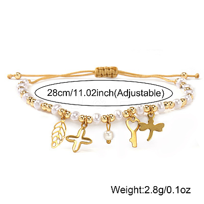 6Pcs 304 Stainless Steel Charm Bracelets BA2405-1-1