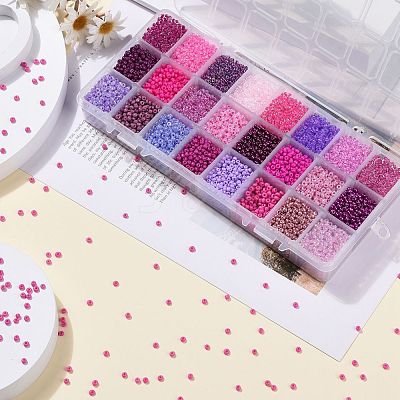 Purple Series 600G 24 Colors Glass Seed Beads SEED-JP0008-06-3mm-1