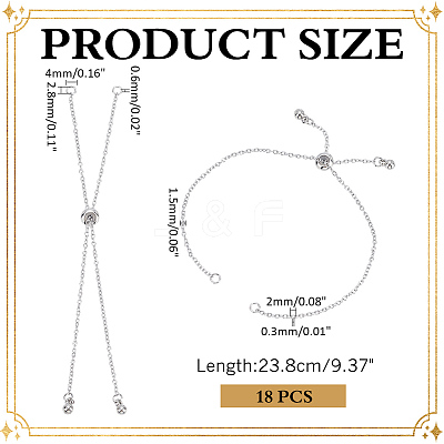18Pcs Adjustable 304 Stainless Steel Cable Chains Bracelets Making AJEW-ME0001-02-1