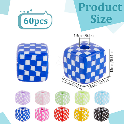 60Pcs Opaque Acrylic Beads SACR-DR0001-01B-1