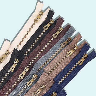 12Pcs 6 Colors Nylon Zipper Fastener FIND-GF0008-20A-1