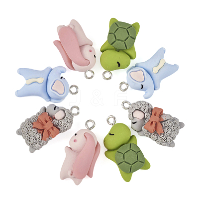 24Pcs 4 Styles Opaque Resin Pendants RESI-TA0002-07-1