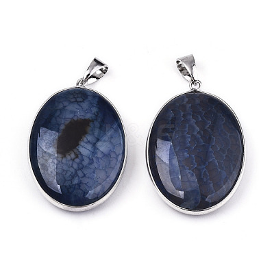 Natural Crackle Agate Pendants G-N326-54-1