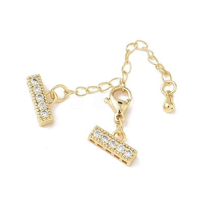 Brass Micro Pave Clear Cubic Zirconia Chain Extender LS-KK-G536-16G-1